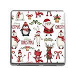 Christmas Characters Pattern, Xmas Backgrounds Memory Card Reader (Square 5 Slot)