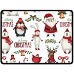 Christmas Characters Pattern, Xmas Backgrounds Fleece Blanket (Large)