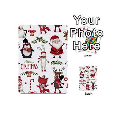 Christmas Characters Pattern, Xmas Backgrounds Playing Cards 54 Designs (Mini) from ArtsNow.com Front - Spade7