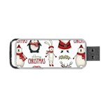 Christmas Characters Pattern, Xmas Backgrounds Portable USB Flash (Two Sides)