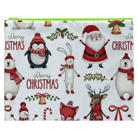 Christmas Characters Pattern, Xmas Backgrounds Cosmetic Bag (XXXL) from ArtsNow.com Front