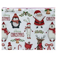 Christmas Characters Pattern, Xmas Backgrounds Cosmetic Bag (XXXL) from ArtsNow.com Front