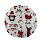 Christmas Characters Pattern, Xmas Backgrounds Standard 15  Premium Round Cushions