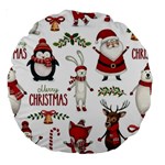 Christmas Characters Pattern, Xmas Backgrounds Large 18  Premium Round Cushions