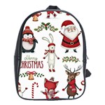 Christmas Characters Pattern, Xmas Backgrounds School Bag (XL)