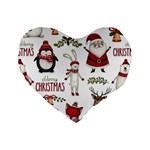 Christmas Characters Pattern, Xmas Backgrounds Standard 16  Premium Heart Shape Cushions