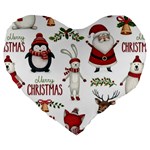 Christmas Characters Pattern, Xmas Backgrounds Large 19  Premium Heart Shape Cushions