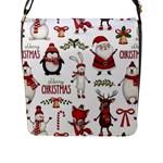 Christmas Characters Pattern, Xmas Backgrounds Flap Closure Messenger Bag (L)