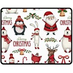 Christmas Characters Pattern, Xmas Backgrounds Two Sides Fleece Blanket (Medium)