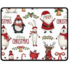 Christmas Characters Pattern, Xmas Backgrounds Two Sides Fleece Blanket (Medium) from ArtsNow.com 58.8 x47.4  Blanket Back