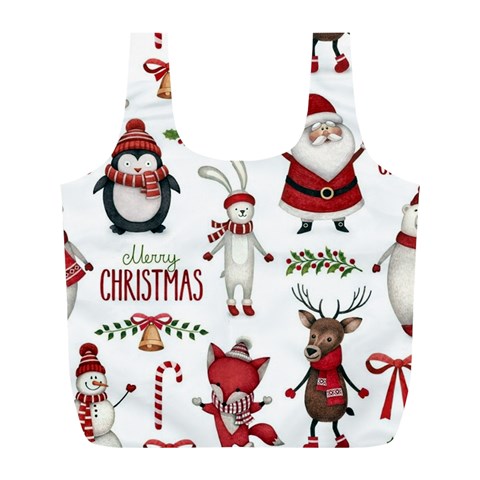 Christmas Characters Pattern, Xmas Backgrounds Full Print Recycle Bag (L) from ArtsNow.com Front