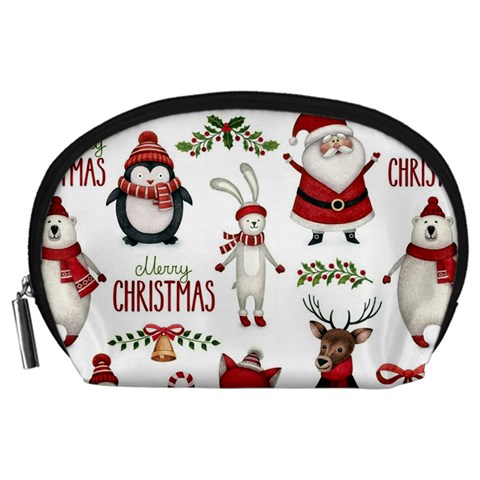 Christmas Characters Pattern, Xmas Backgrounds Accessory Pouch (Large) from ArtsNow.com Front