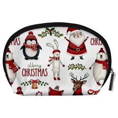 Christmas Characters Pattern, Xmas Backgrounds Accessory Pouch (Large) from ArtsNow.com Back