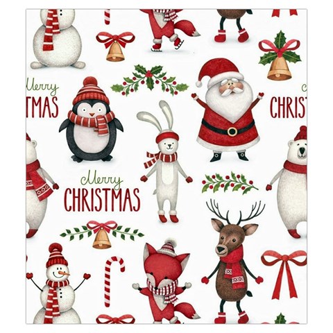 Christmas Characters Pattern, Xmas Backgrounds Drawstring Pouch (Medium) from ArtsNow.com Front