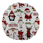 Christmas Characters Pattern, Xmas Backgrounds Large 18  Premium Flano Round Cushions