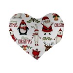 Christmas Characters Pattern, Xmas Backgrounds Standard 16  Premium Flano Heart Shape Cushions