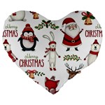 Christmas Characters Pattern, Xmas Backgrounds Large 19  Premium Flano Heart Shape Cushions