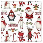 Christmas Characters Pattern, Xmas Backgrounds Square Satin Scarf (36  x 36 )