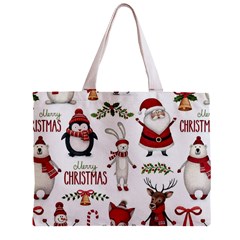 Christmas Characters Pattern, Xmas Backgrounds Zipper Mini Tote Bag from ArtsNow.com Front