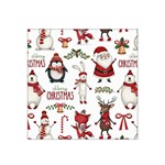 Christmas Characters Pattern, Xmas Backgrounds Satin Bandana Scarf 22  x 22 