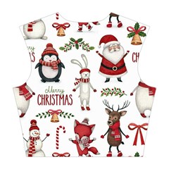 Christmas Characters Pattern, Xmas Backgrounds Cotton Crop Top from ArtsNow.com Back