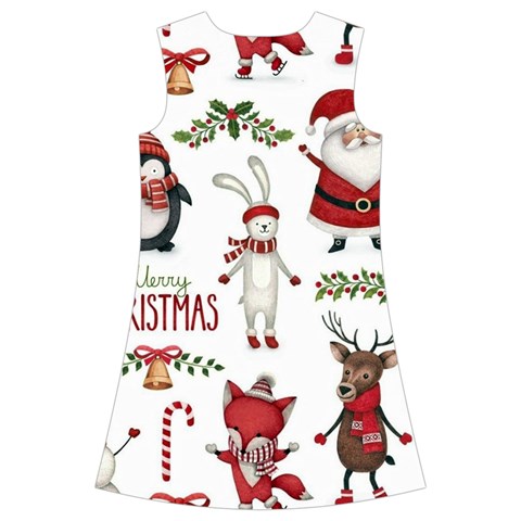 Christmas Characters Pattern, Xmas Backgrounds Kids  Short Sleeve Velvet Dress from ArtsNow.com Back