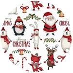 Christmas Characters Pattern, Xmas Backgrounds Wooden Bottle Opener (Round)