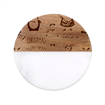 Christmas Characters Pattern, Xmas Backgrounds Classic Marble Wood Coaster (Round) 