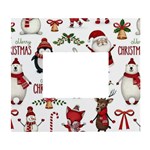 Christmas Characters Pattern, Xmas Backgrounds White Wall Photo Frame 5  x 7 