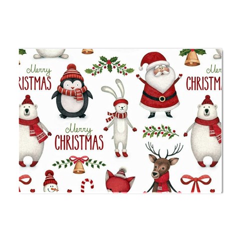 Christmas Characters Pattern, Xmas Backgrounds Crystal Sticker (A4) from ArtsNow.com Front