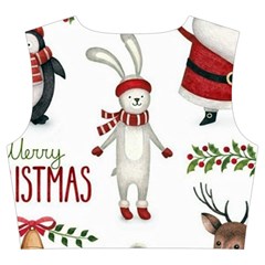 Christmas Characters Pattern, Xmas Backgrounds Trumpet Sleeve Cropped Top from ArtsNow.com Back