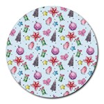 Christmas Decorations Pattern, Xmas Backgrounds Round Mousepad