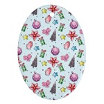 Christmas Decorations Pattern, Xmas Backgrounds Oval Ornament (Two Sides)