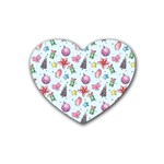 Christmas Decorations Pattern, Xmas Backgrounds Rubber Heart Coaster (4 pack)