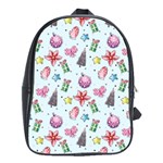 Christmas Decorations Pattern, Xmas Backgrounds School Bag (XL)