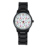 Christmas Decorations Pattern, Xmas Backgrounds Stainless Steel Round Watch