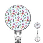 Christmas Decorations Pattern, Xmas Backgrounds Stainless Steel Nurses Watch