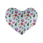 Christmas Decorations Pattern, Xmas Backgrounds Standard 16  Premium Flano Heart Shape Cushions