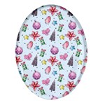 Christmas Decorations Pattern, Xmas Backgrounds Oval Glass Fridge Magnet (4 pack)