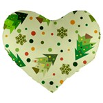 Christmas Pattern Background Seamless Large 19  Premium Flano Heart Shape Cushions