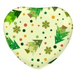 Christmas Pattern Background Seamless Heart Glass Fridge Magnet (4 pack)