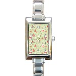 Christmas Pattern, Christmas Tree, Santa Rectangle Italian Charm Watch