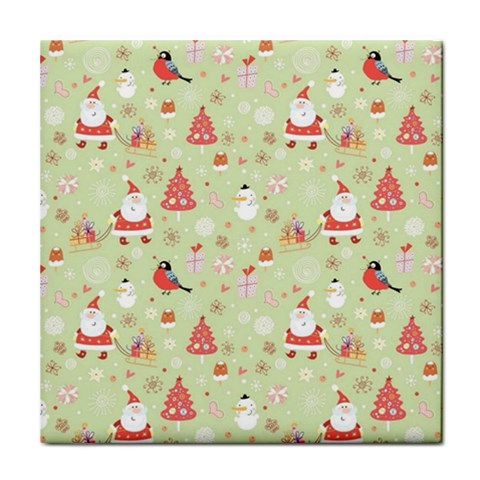 Christmas Pattern, Christmas Tree, Santa Tile Coaster from ArtsNow.com Front