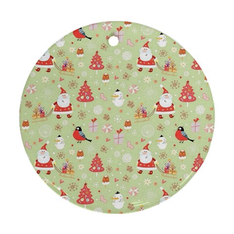 Christmas Pattern, Christmas Tree, Santa Ornament (Round) from ArtsNow.com Front