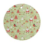 Christmas Pattern, Christmas Tree, Santa Ornament (Round)