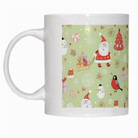 Christmas Pattern, Christmas Tree, Santa White Mug from ArtsNow.com Left