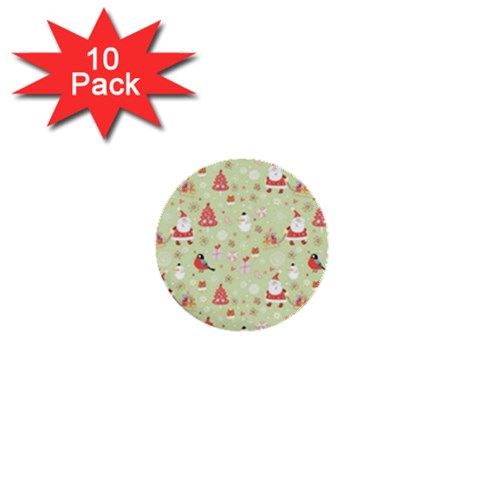 Christmas Pattern, Christmas Tree, Santa 1  Mini Buttons (10 pack)  from ArtsNow.com Front