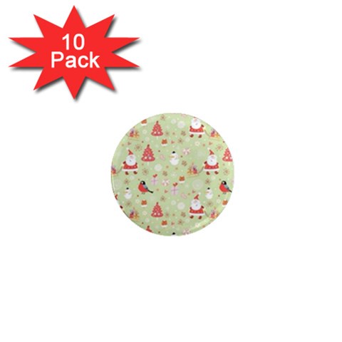 Christmas Pattern, Christmas Tree, Santa 1  Mini Magnet (10 pack)  from ArtsNow.com Front