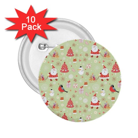 Christmas Pattern, Christmas Tree, Santa 2.25  Buttons (10 pack)  from ArtsNow.com Front