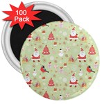 Christmas Pattern, Christmas Tree, Santa 3  Magnets (100 pack)